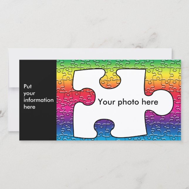 Fotokort för autism puzzle biet, mall (Framsida)