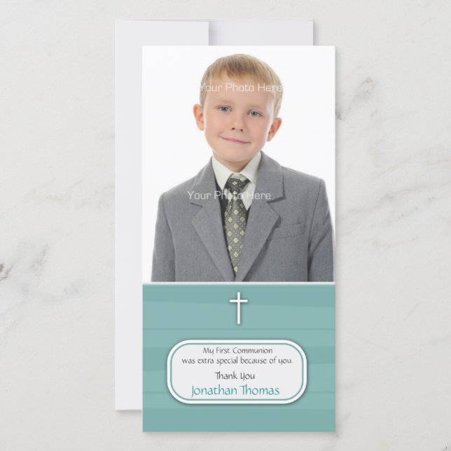 Fotokort för blå Rand-Religiösa Tack Kort (Framsida)