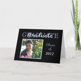 Fotokort för blå/svart Studenten-Grattis Kort