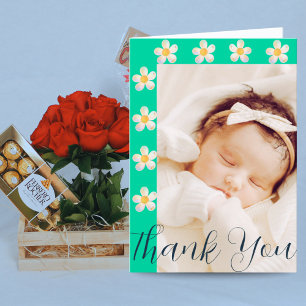 Fotokort för Blommigt Midfru Nyfödd bebis Gift Tack Kort