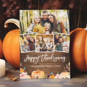 Fotokort för Blommigt till Happy thanksgiving, rus Inbjudningar