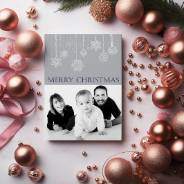 Fotokort för Blue God jul Family Photo Helgdag Julkort