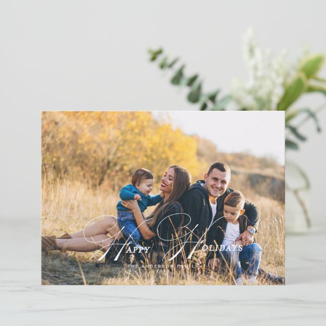 Fotokort för Calligraphy Glad helg Inbjudningar (Stående Fram)