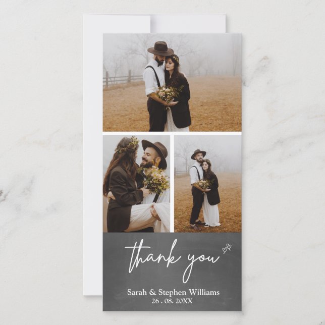 Fotokort för Chalkboard Bröllop 3 Photo Tack (Framsida)