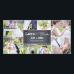 Fotokort för Chalked Collage Bröllop Tack<br><div class="desc">dina bröllop-foton när du skickar ditt tackkort med de moderna och elegant fotokort som dina vänner och familj säkert kommer att ta med sig! Finns även i andra färg. Du kan också själv ändra färg genom att klicka på knappen "Anpassa" >> "Redigera" > "Bakgrund Färg" och sedan välja ett färg...</div>