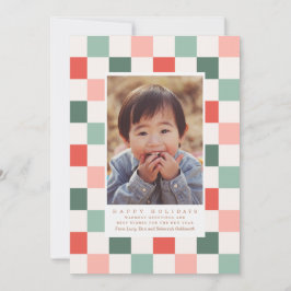 Fotokort för Checkerboard Helgdag Julkort