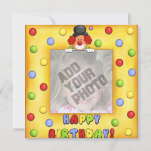 Fotokort för Clown Birthday Card Inbjudningar