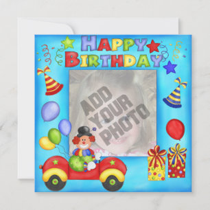 Fotokort för Clown Birthday Card Inbjudningar