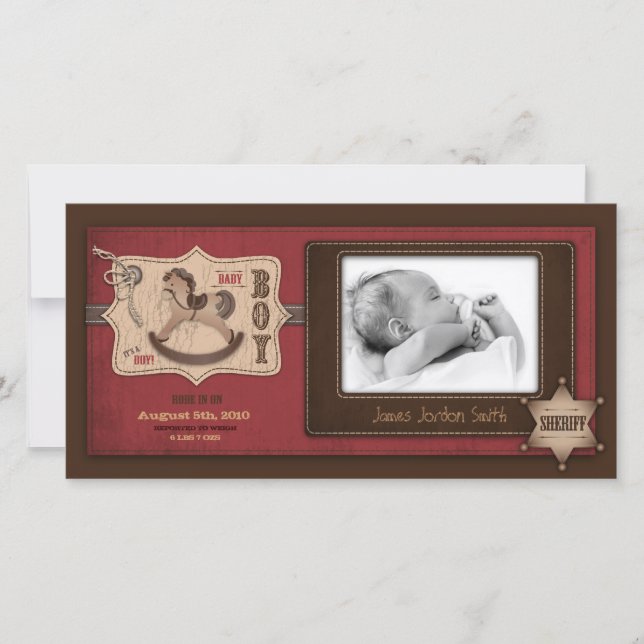 Fotokort för Cowboy Baby Meddelande (Framsida)