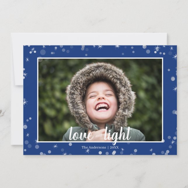 Fotokort för Cute Kärlek och Light Hanukkah Helgda Julkort (Framsida)
