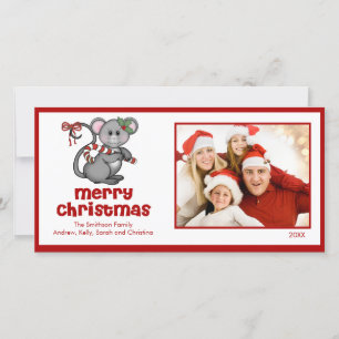 Fotokort för CUTE Mouse God jul-familjen Julkort