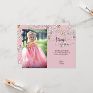 Fotokort för daisy Tack - Rosa Inbjudningar