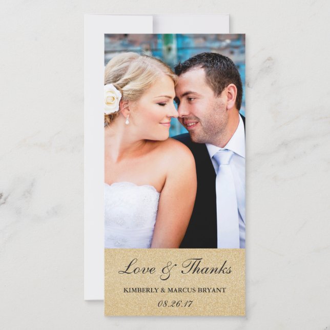 Fotokort för elegant bröllop/champagne tack kort (Framsida)