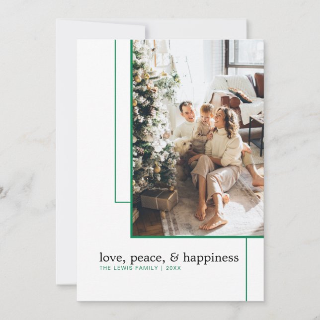 Fotokort för enkel Grönt-Helgdag Julkort (Framsida)