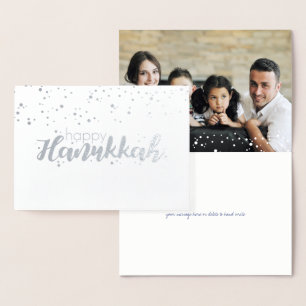 Fotokort för etched Foil Lycklig Hanukkah Snö Bubb Folierat Kort