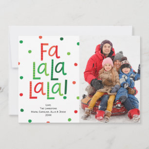 Fotokort för Fa La La La Red och Grönt-Helgdag Julkort
