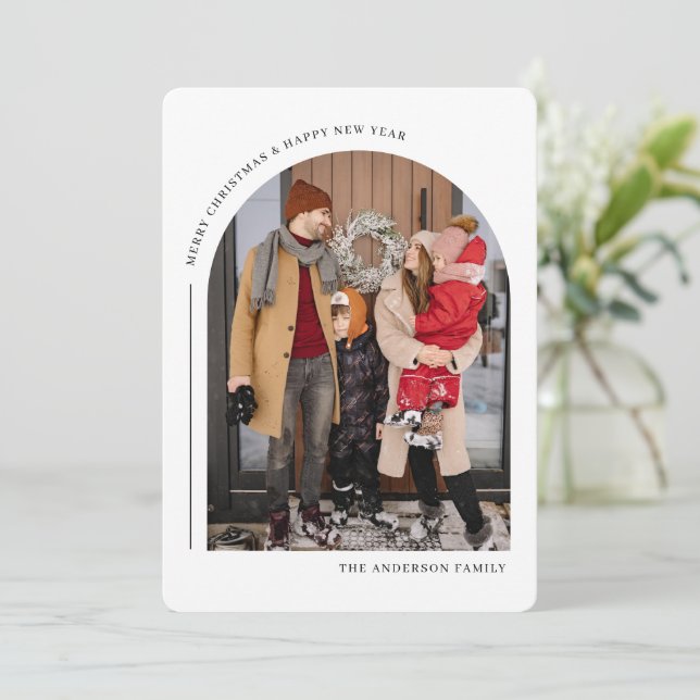 Fotokort för familjen god jul & Gott nytt år Julkort (Stående Fram)