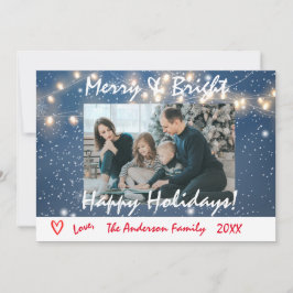 Fotokort för familjen Merry och Bright Glad helg Inbjudningar