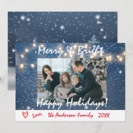 Fotokort för familjen Merry och Bright Glad helg Inbjudningar