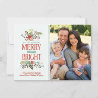 Fotokort för familjen Merry och Bright Modern Blom Julkort