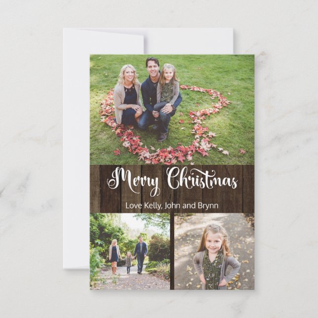 Fotokort för familjen Rustic God jul (Framsida)