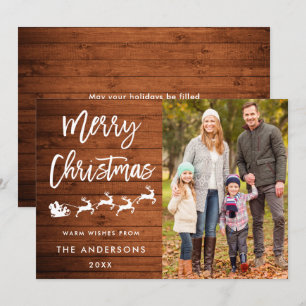 Fotokort för familjen Rustic God jul Inbjudningar