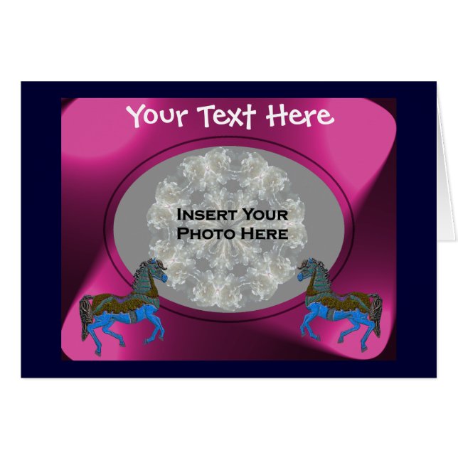 Fotokort för färgade karusellhästar hälsningskort (Framsidan Horizontal)