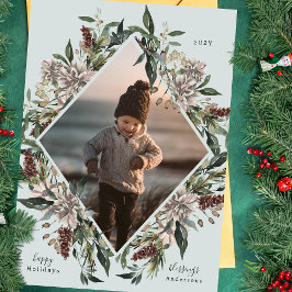 Fotokort för Festive Blommigt Geometric Ram Helgda Julkort