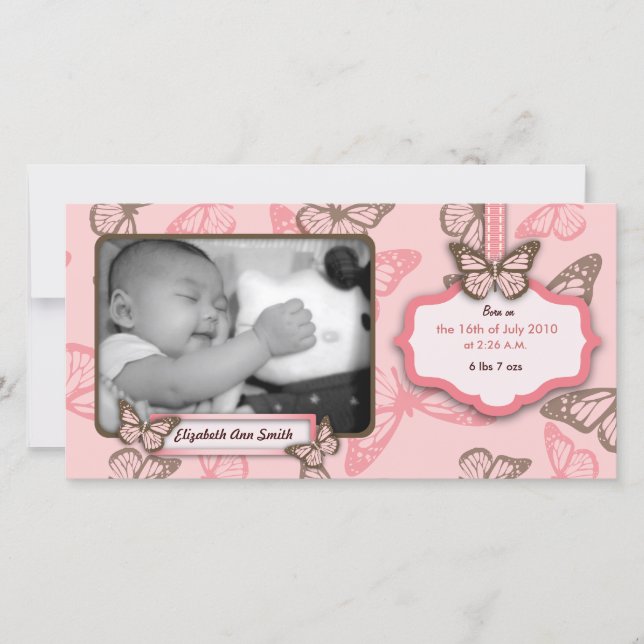 Fotokort för fjäril Kisses Meddelande (Framsida)