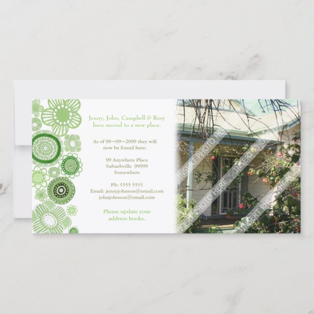 Fotokort för Flyttat meddelande om byte av Adress (Framsida)