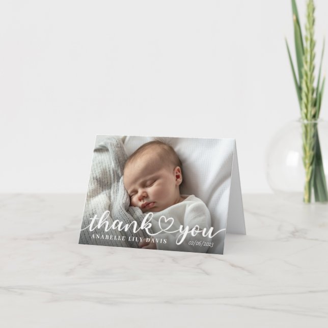 Fotokort för födelseanmälan, gått med tack meddelande (Framsida)
