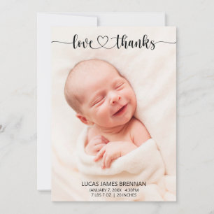 Fotokort för födelseattentat i Kärlek och Baby Meddelande