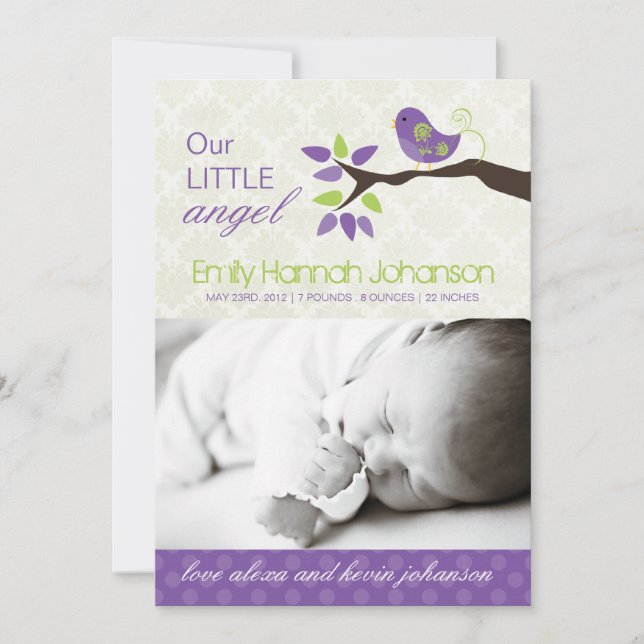 Fotokort för födelsemeddelande meddelande (Framsida)