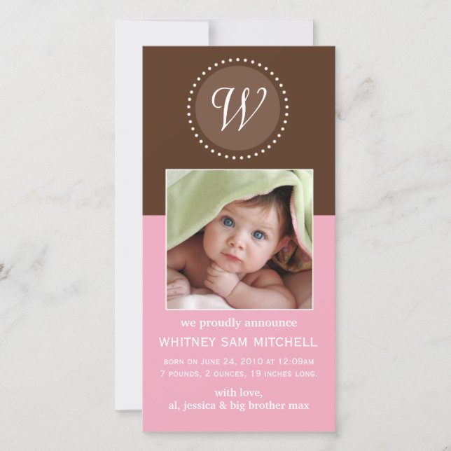 Fotokort för födelsemeddelande meddelande (Framsida)