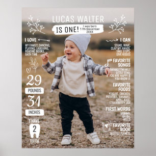Fotokort för första födelsedagskalender poster