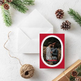 Fotokort för glad helg Red Oval Ram Julkort