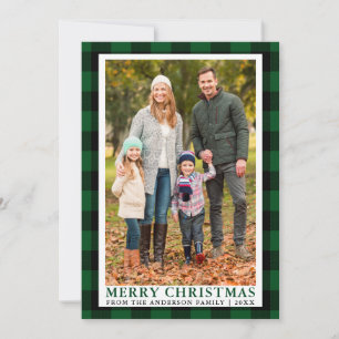 Fotokort för God jul-familjen i grönt Play Julkort