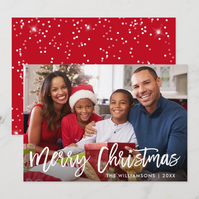 Fotokort för God jul i penselstjärnor Inbjudningar (Fram/baksida)