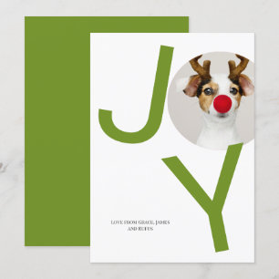 Fotokort för god jul Joy Grönt Inbjudningar