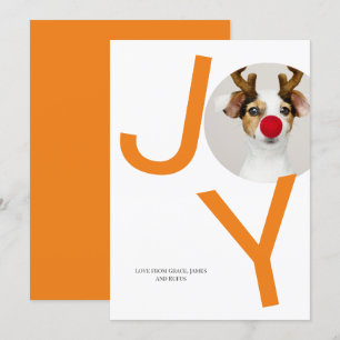 Fotokort för god jul Joy Orange Inbjudningar