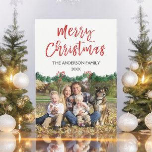 Fotokort för god jul och Garland-skript Julkort