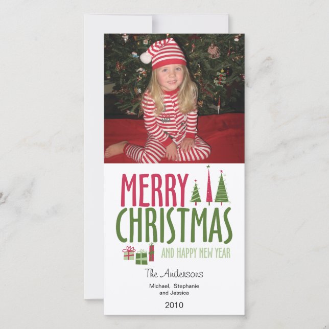 Fotokort för god jul och Gott nytt år Julkort (Framsida)