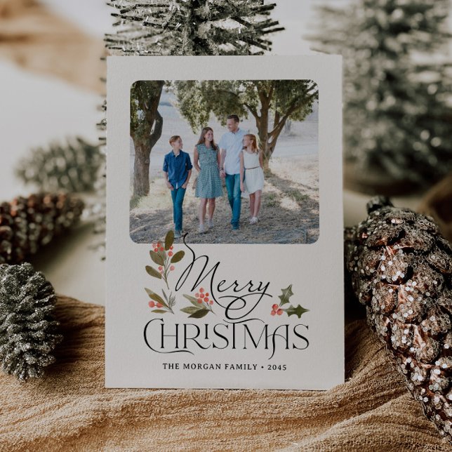 Fotokort för God jul Tack Kort (Simply Merry Christmas Card)