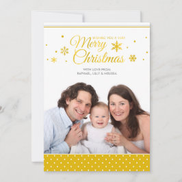 Fotokort för Golden Gult God jul Helgdag Julkort