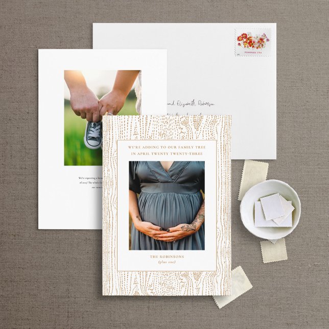 Fotokort för graviditetsannonsering i familjen Trä Julkort (Skapare uppladdad)