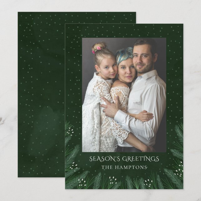 Fotokort för grönt Forest Gräs Grenar Helgdag Julkort (Fram/baksida)