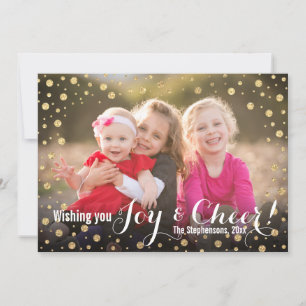 Fotokort för guld Confetti Joy och Cheer Helgdag Julkort