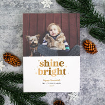 Fotokort för Guld Shine Bright Hanukkah