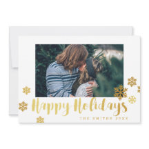 Fotokort för guld Snöflingor Glad helg