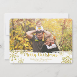 Fotokort för Guld Snowflake God jul Helgdag Julkort